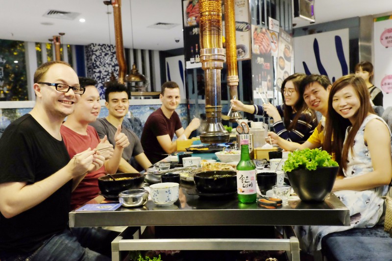 Korean BBQ dinner - students and staff