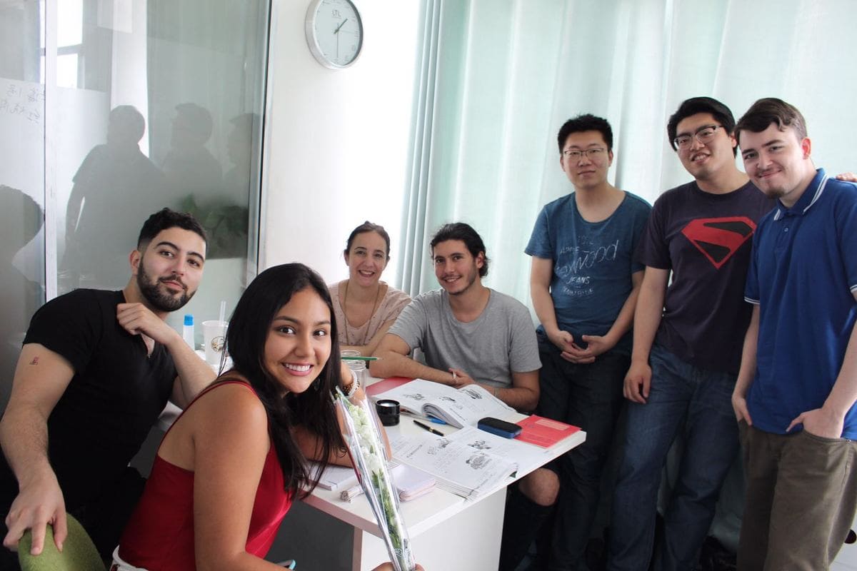 Student group photo in a LTL Shanghai classroom